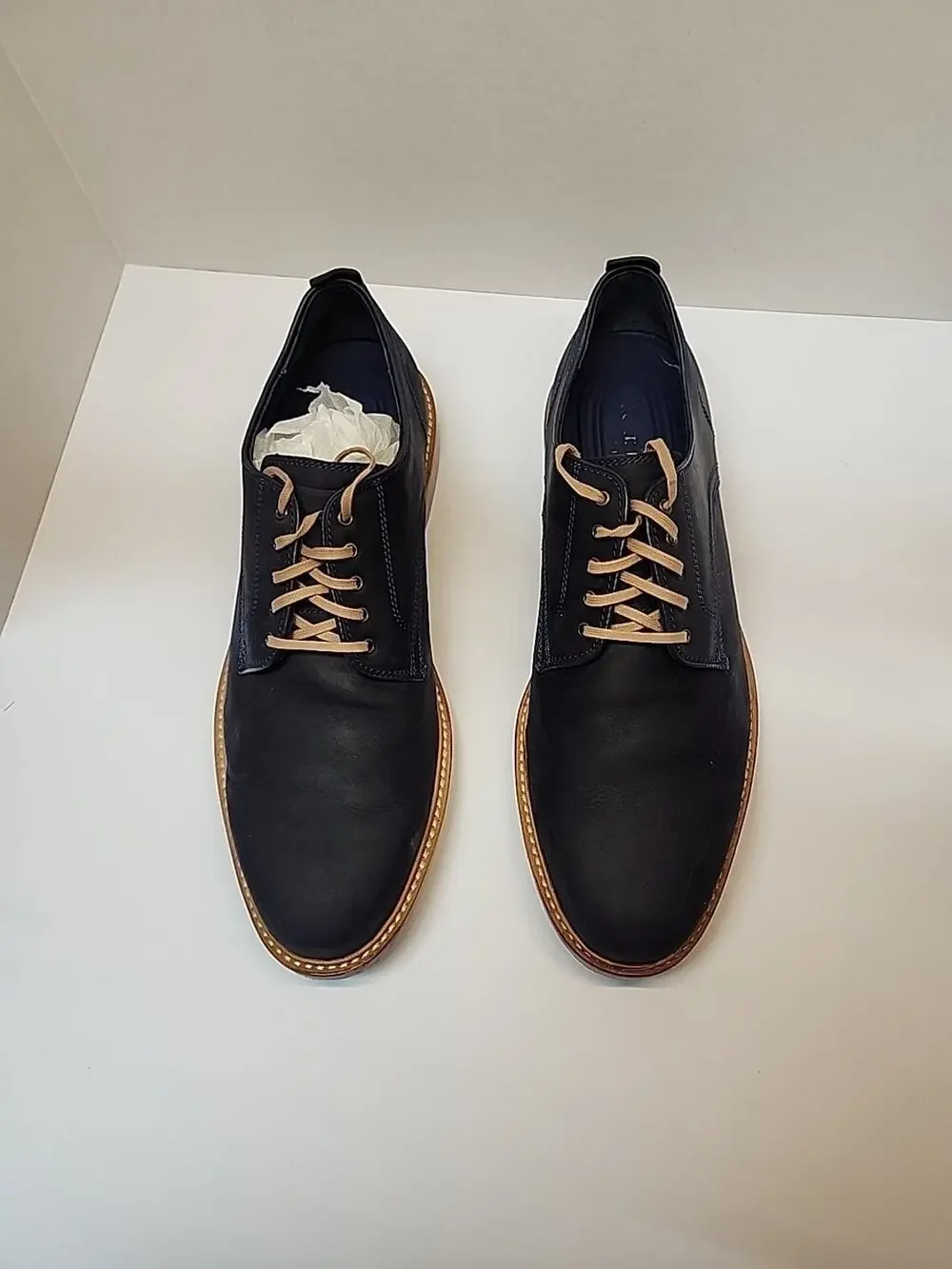 Cole Haan Tyler Grand Plain Ox Shoes Mens 12M Marine Blue Wax C25105